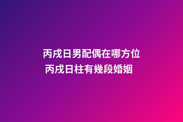 丙戌日男配偶在哪方位 丙戌日柱有幾段婚姻-第1張-觀點-玄機派